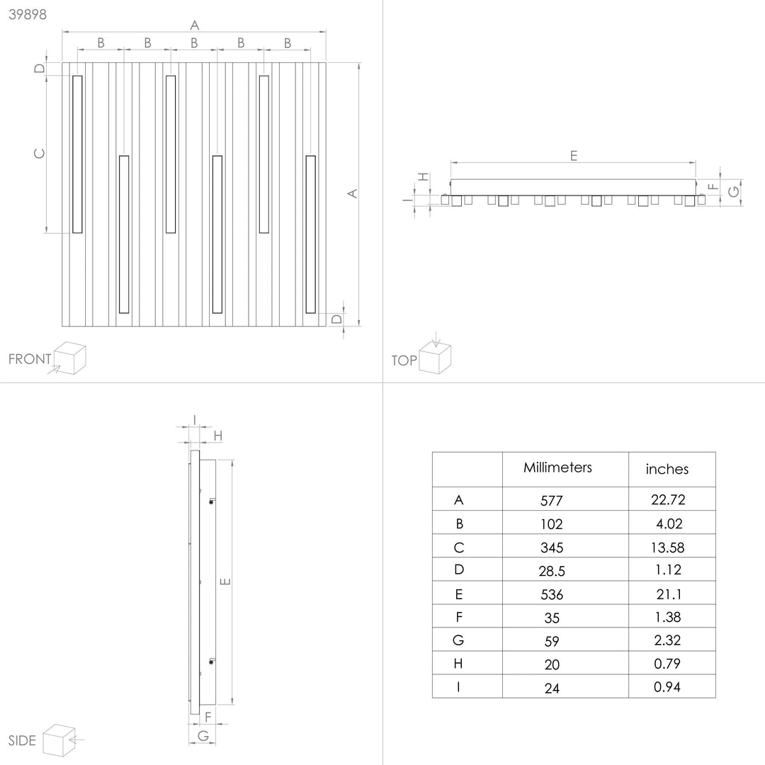 Wand- / Deckenleuchte Marreira schwarz Holz braun 6X8,5W L:57,5 H:6 cm in