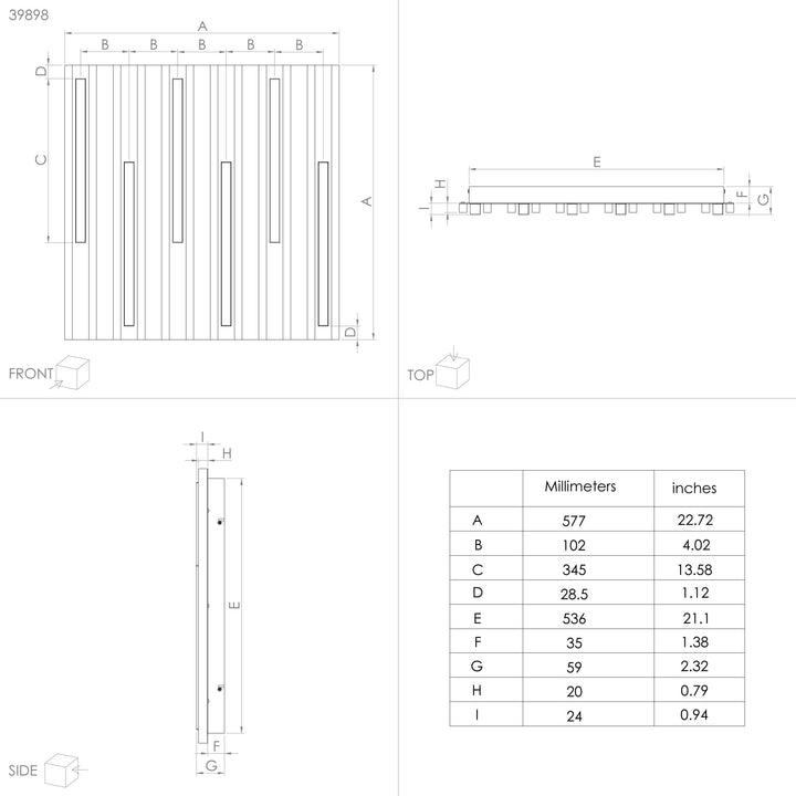 Wand- / Deckenleuchte Marreira schwarz Holz braun 6X8,5W L:57,5 H:6 cm in