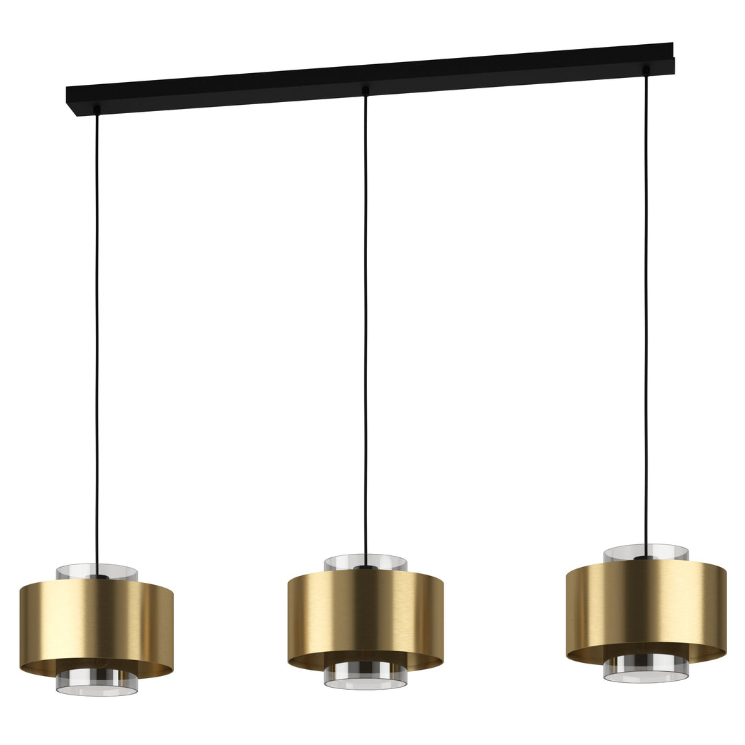 Hängeleuchte Duglia schwarz Glas, Folie schwarz-transparent, gold 3X40W L:128 H:150 cm in