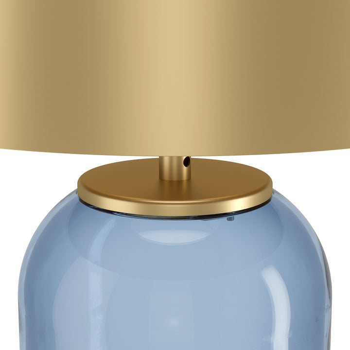 Table lamp Cuite with switch petrol steel brass-brushed 1X40W H:60,5 Ø 35 cm in