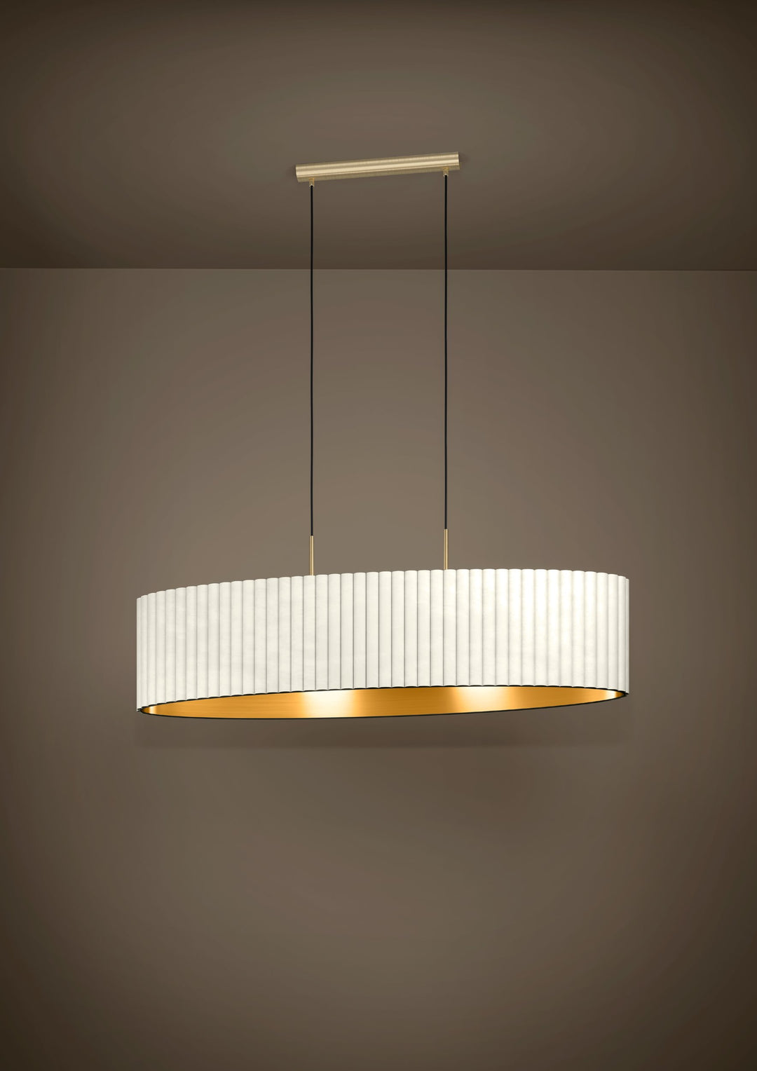 Tamaresco hanging light brushed brass velvet white, gold 2X40W L:102 H:150 cm in