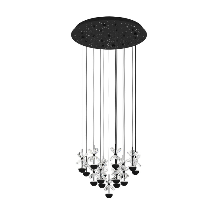 Hängeleuchte Pianopoli 2 schwarz Brillantglas klar 15X1,8W H:150 Ø 50 cm in
