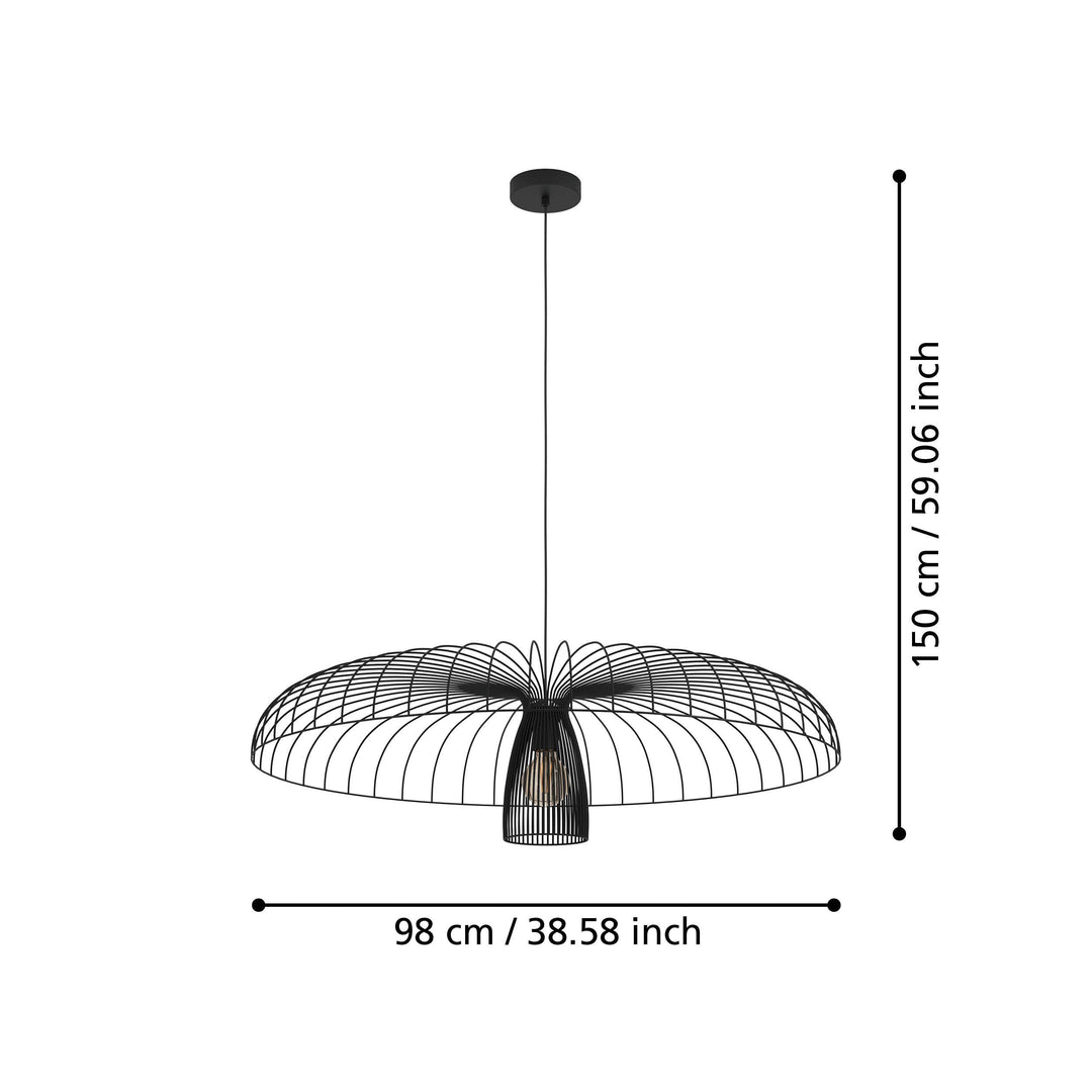 Hängeleuchte Champerico schwarz 1X60W H:150 Ø 98,5 cm in