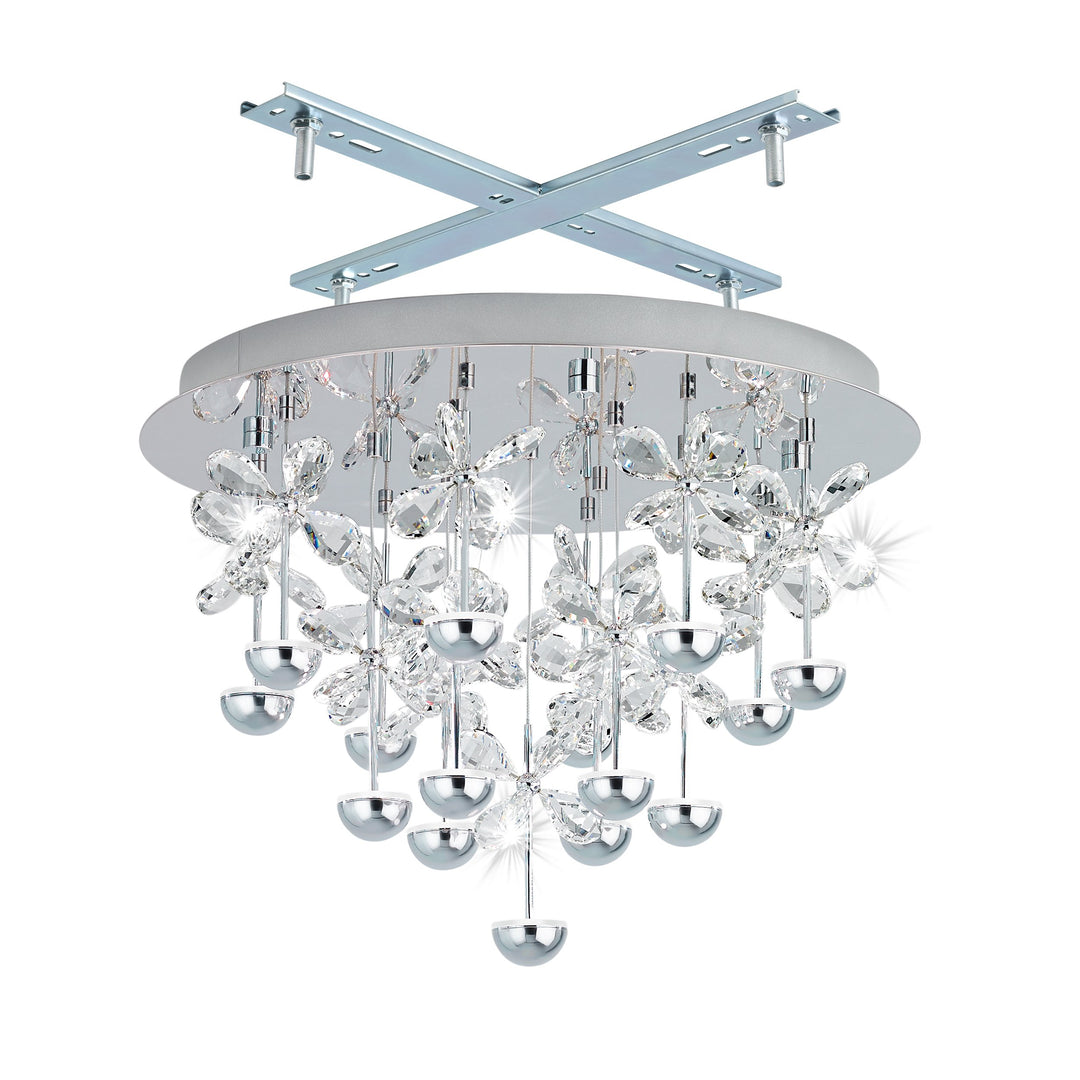 Deckenleuchte Pianopoli chrom Brillantglas klar 15X1,8W H:36,5 Ø 50 cm in