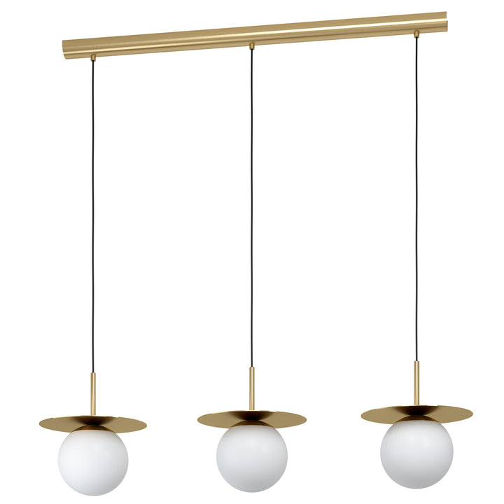 Hängeleuchte Arenales messing-gebürstet Glas opal-matt weiss 3X40W L:110 H:150 cm in
