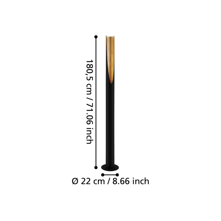 Stehleuchte Prebone mit Schalter schwarz, gold 1X4,7W H:180,5 Ø 11 cm in