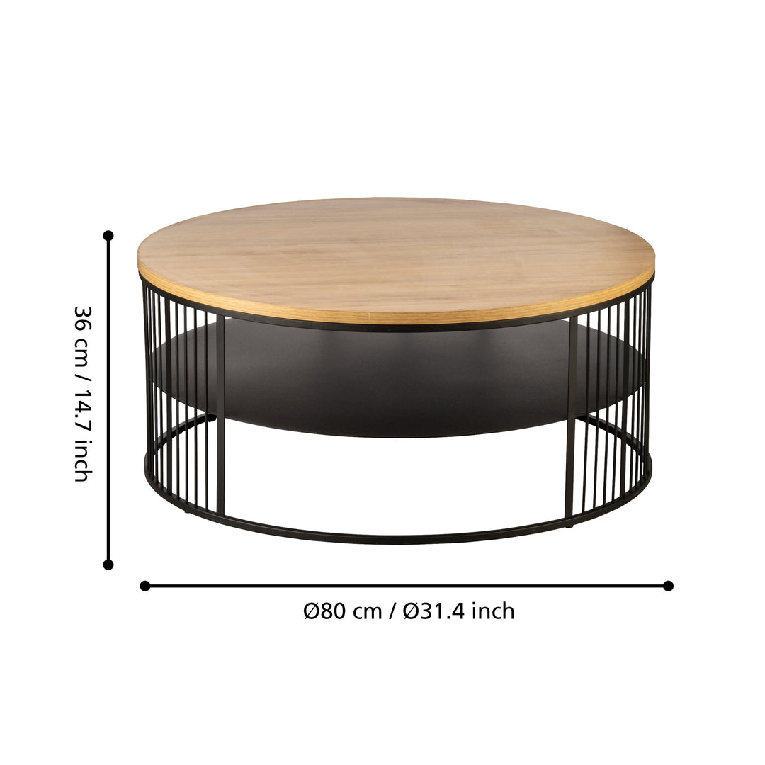 Couchtisch Tozawa schwarz, braun  H:36 Ø 80 cm in