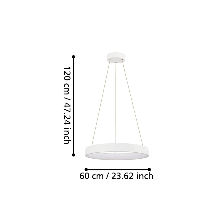 Hängeleuchte Campo Rosso weiss Kunststoff weiss 34W H:110 Ø 60 cm in
