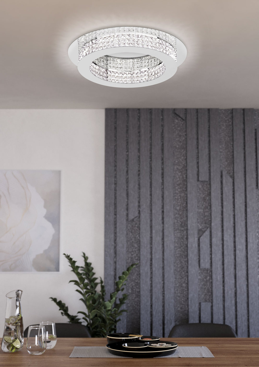 Deckenleuchte Principe  chrom Brillantglas klar 14X3,15W H:12,5 Ø 70 cm in