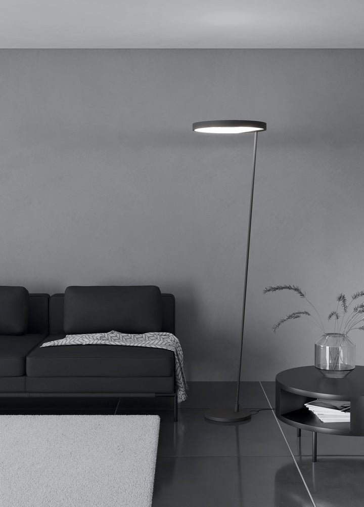Stehleuchte Caredara mit Dimmer (Touchdimmer) schwarz Kunststoff weiss 23W H:178 Ø 45 cm in