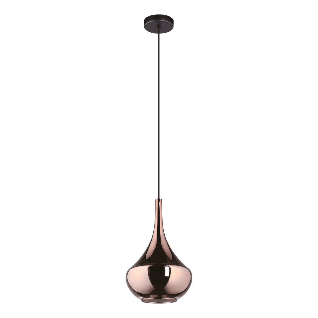 Hängeleuchte Almoster schwarz Glas bedampft kupferfarben 1X28W H:150 Ø 25 cm in