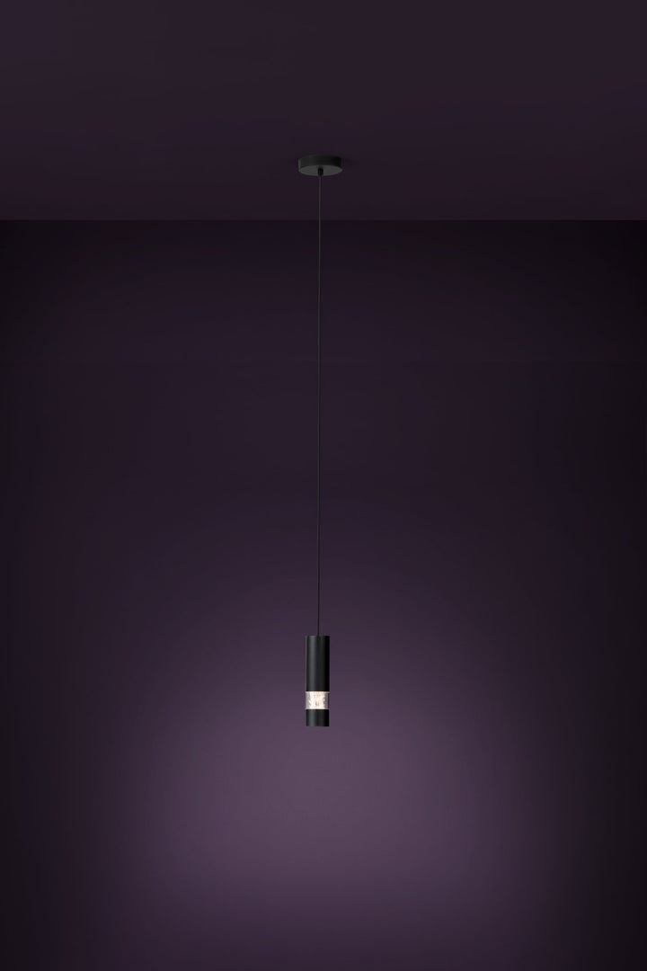 Hanging lamp Bernabeta black plastic transparent 1X4,6W H:150 Ø 10,5 cm in