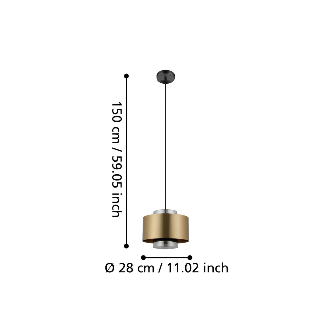 Hängeleuchte Duglia schwarz Glas, Folie schwarz-transparent, gold 1X40W H:150 Ø 28 cm in