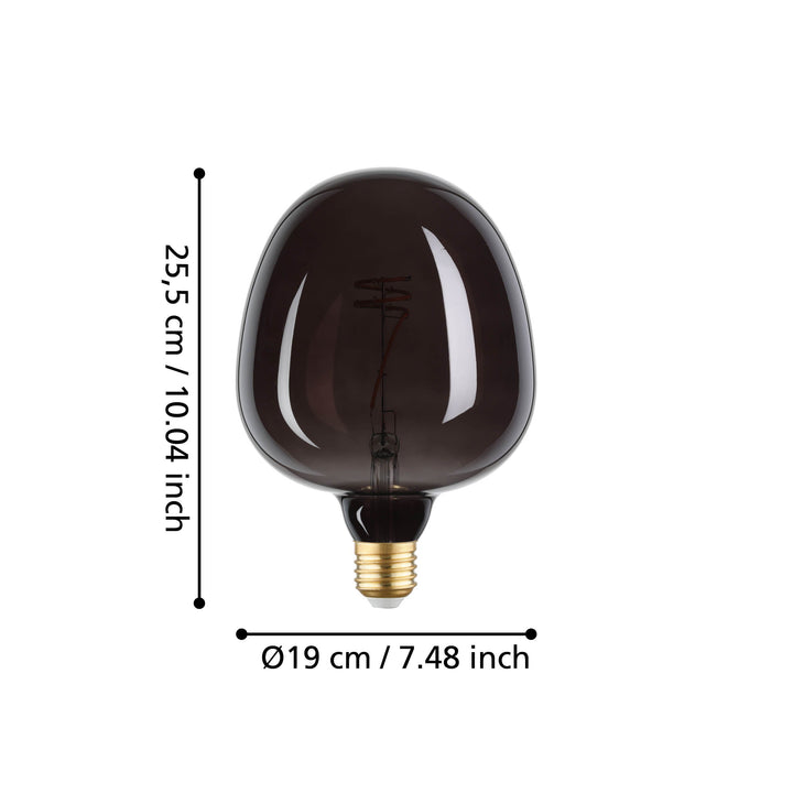 Leuchtmittel Lm_led_e27 Glas schwarz 1X4W L:25,5 Ø 19 cm in