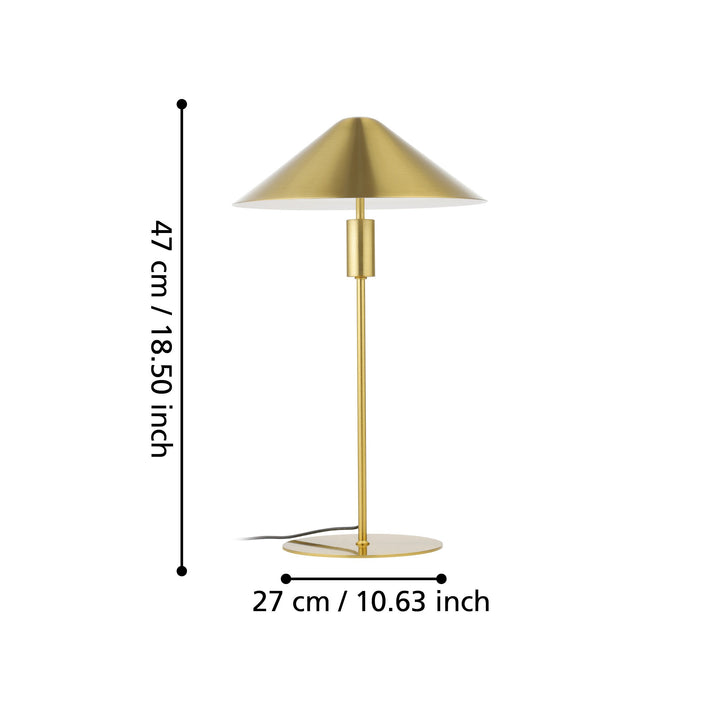 Tischleuchte Paraguay mit Dimmer (Touchdimmer) messing-gebürstet 1X12W H:46,5 Ø 27 cm in