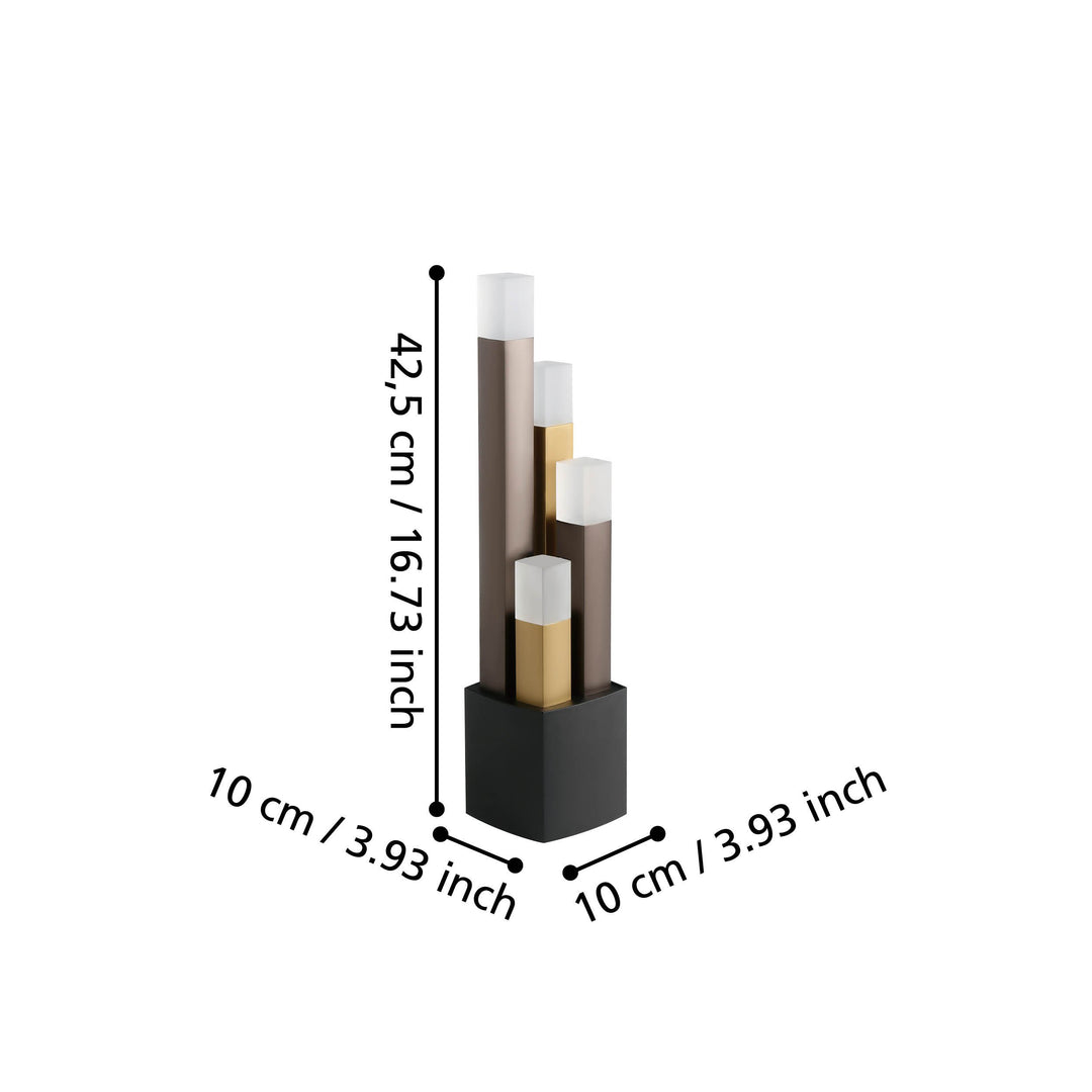 Tischleuchte Estanterios mit Dimmer (Touchdimmer) schwarz, braun, gold Kunststoff satiniert 4X3,7W H:42,5 cm in