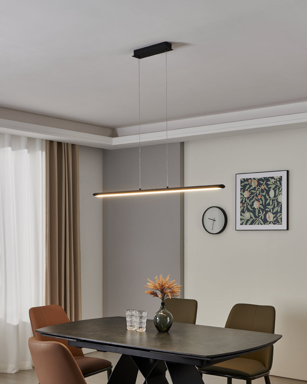 Hängeleuchte Pellaro Leuchtmittel austauschbar  mit Dimmer (Touchdimmer) schwarz-matt Kunststoff weiss 3X10W L:110 H:110 cm in