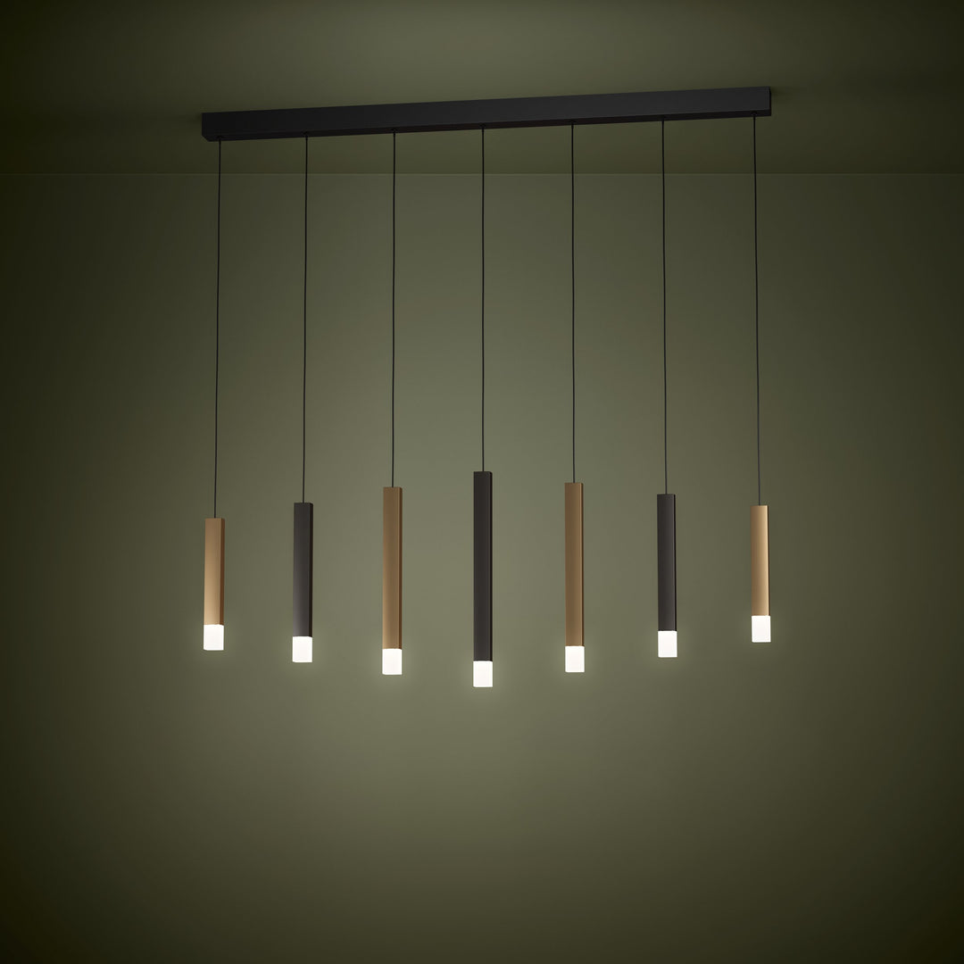 Hängeleuchte Estanterios schwarz, braun, gold Kunststoff satiniert 7X3,1W L:108 H:150 cm in