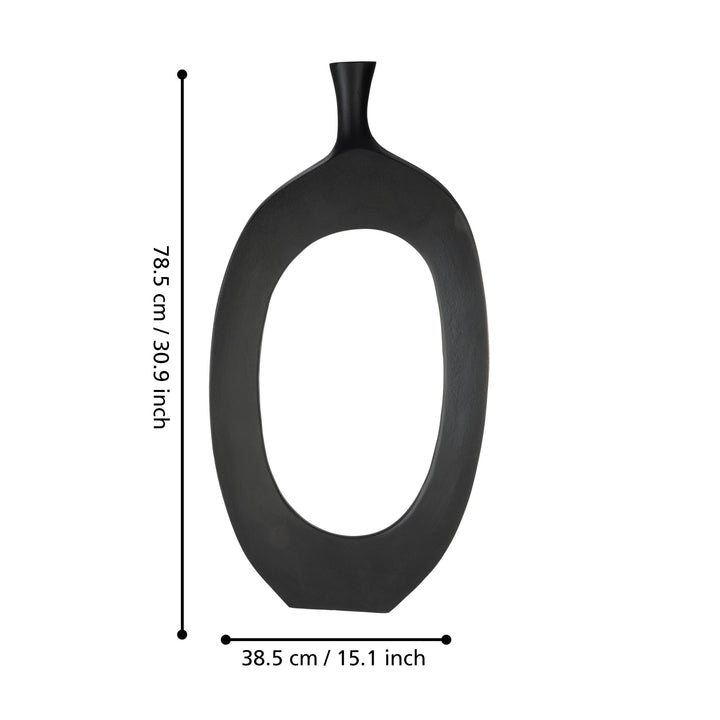 Metal vase Ankarefo black L:38,5 H:78,5 cm in