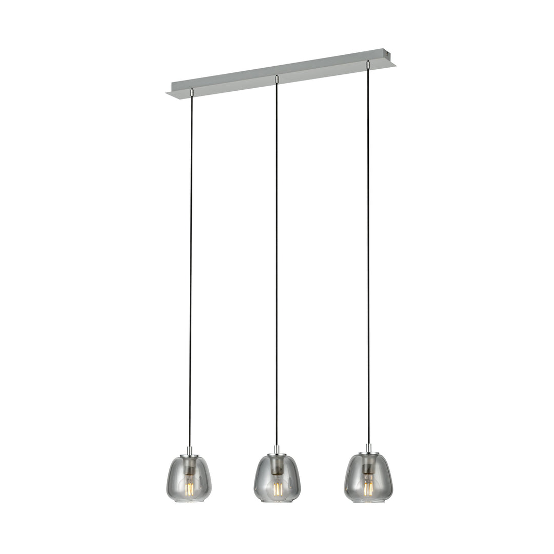 Hängeleuchte Albarino chrom Glas bedampft schwarz-transparent 3X40W L:87 H:150 cm in