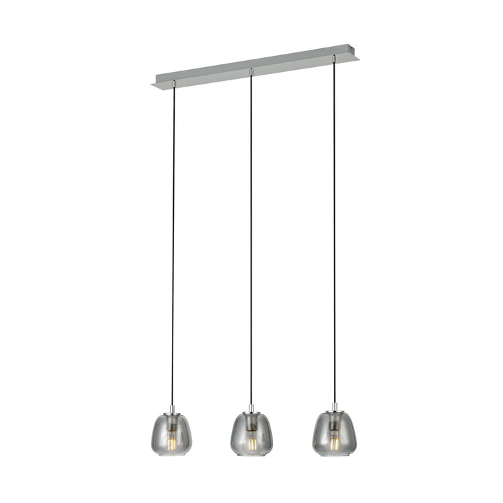 Hängeleuchte Albarino chrom Glas bedampft schwarz-transparent 3X40W L:87 H:150 cm in