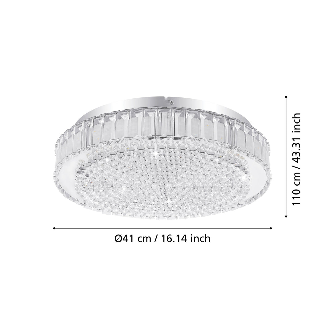 Deckenleuchte Balparda chrom Brillantglas klar 23,5W H:11 Ø 41 cm in