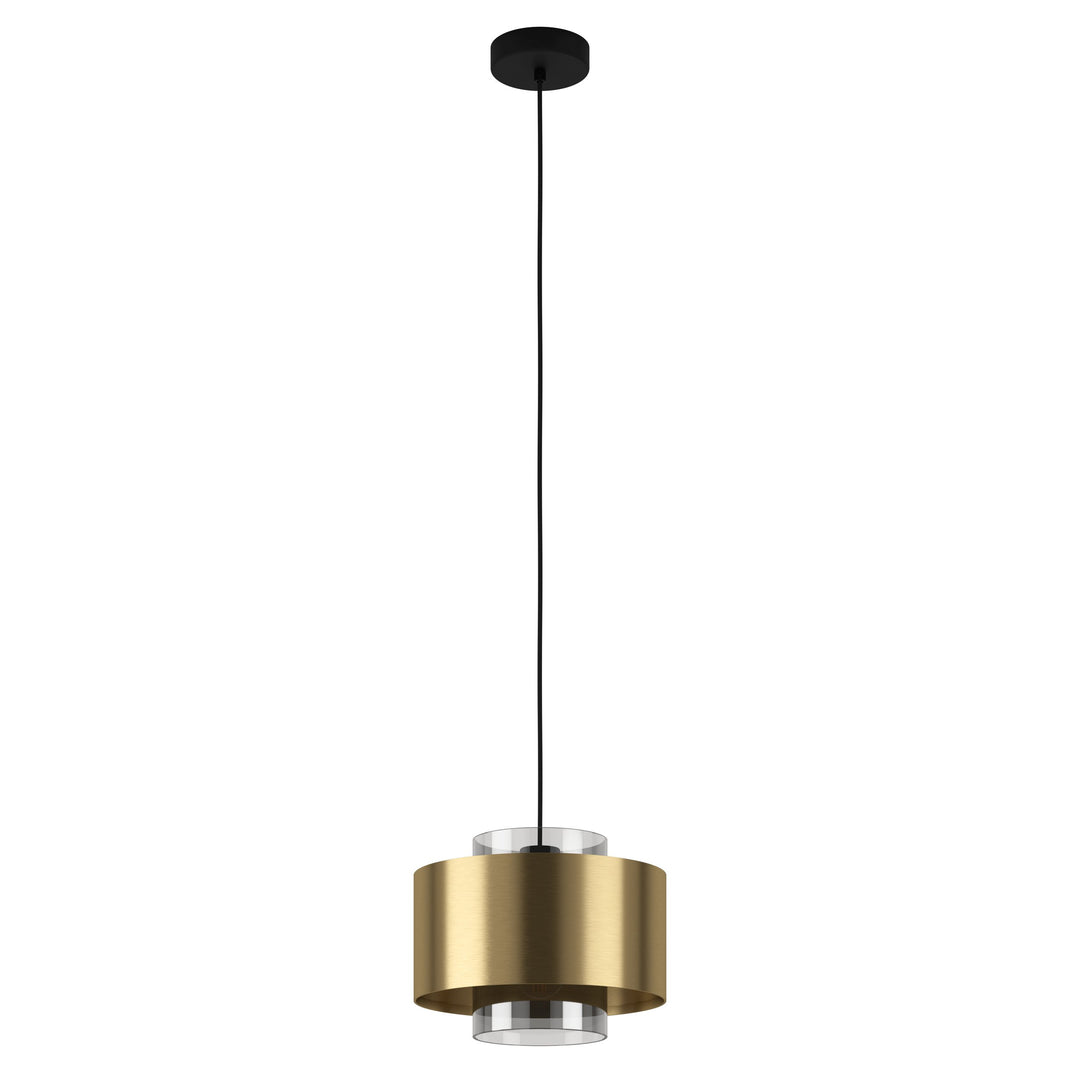Hängeleuchte Duglia schwarz Glas, Folie schwarz-transparent, gold 1X40W H:150 Ø 28 cm in