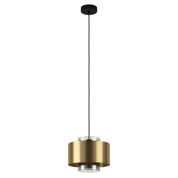 Hängeleuchte Duglia schwarz Glas, Folie schwarz-transparent, gold 1X40W H:150 Ø 28 cm in