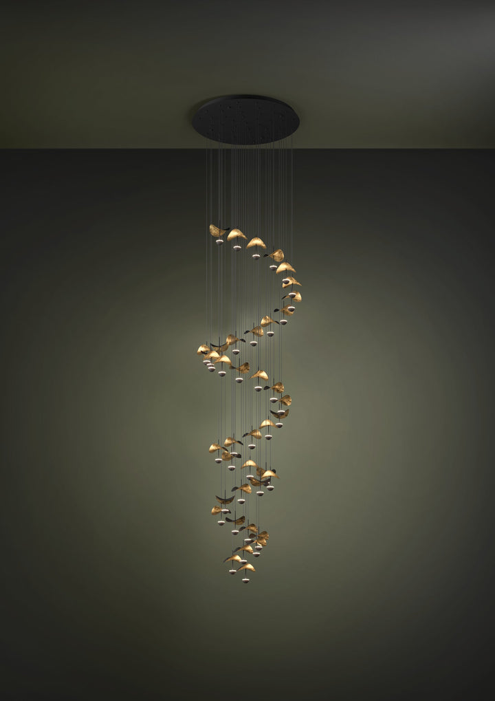 Hanging lamp Dracera black steel black, gold 40X1,8W H:334 Ø 82 cm in