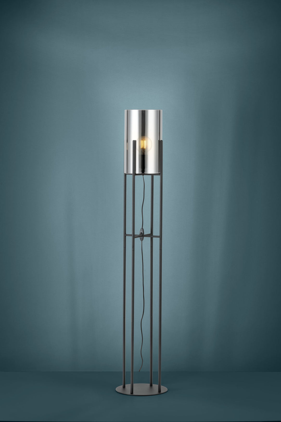 Stehleuchte Glastonbury mit Schalter schwarz Glas bedampft schwarz-transparent 1X60W H:136 Ø 25 cm in