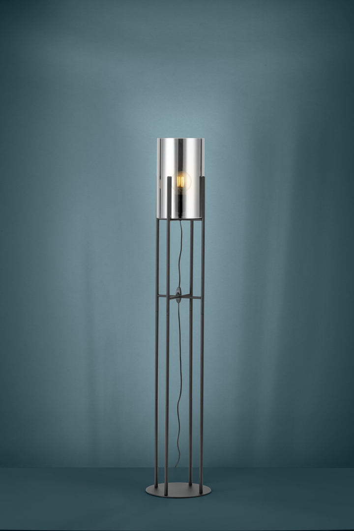Stehleuchte Glastonbury mit Schalter schwarz Glas bedampft schwarz-transparent 1X60W H:136 Ø 25 cm in