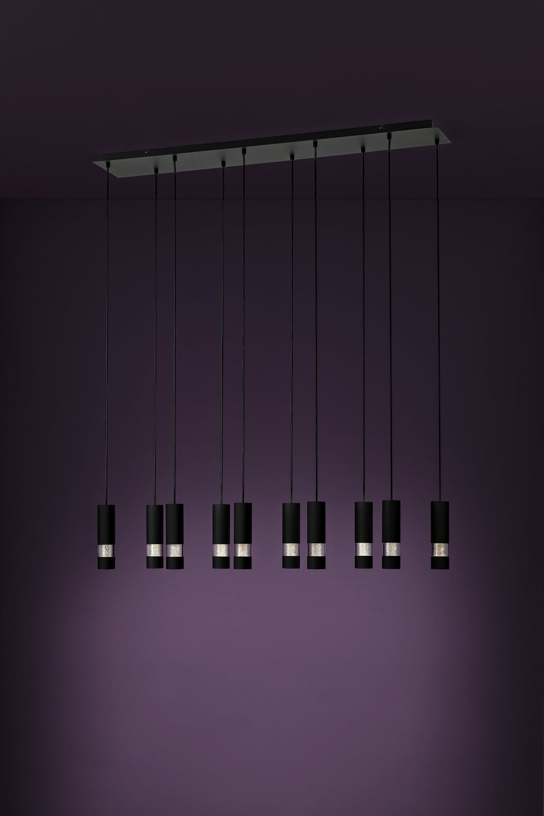 Hängeleuchte Bernabeta schwarz Kunststoff transparent 10X4,6W L:117 H:150 cm in