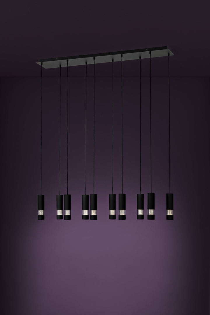 Hängeleuchte Bernabeta schwarz Kunststoff transparent 10X4,6W L:117 H:150 cm in