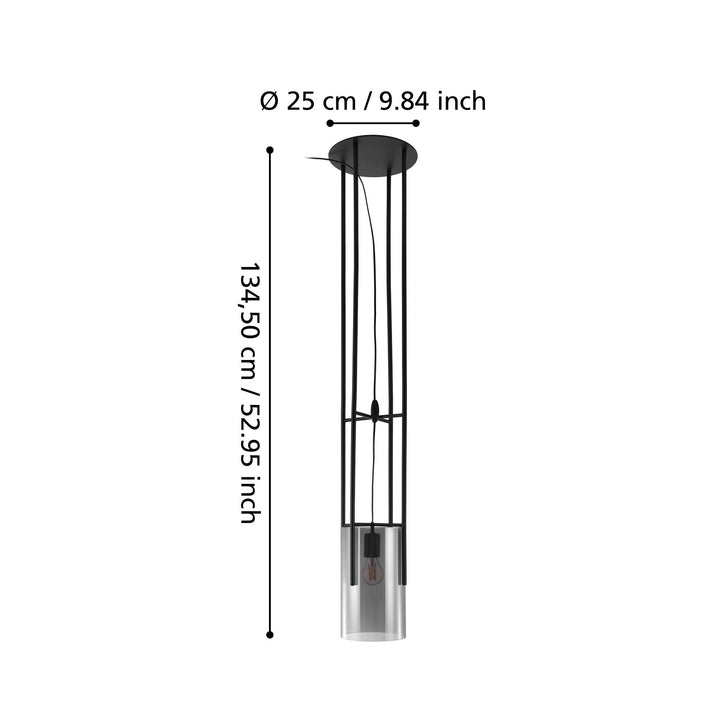 Stehleuchte Glastonbury mit Schalter schwarz Glas bedampft schwarz-transparent 1X60W H:136 Ø 25 cm in
