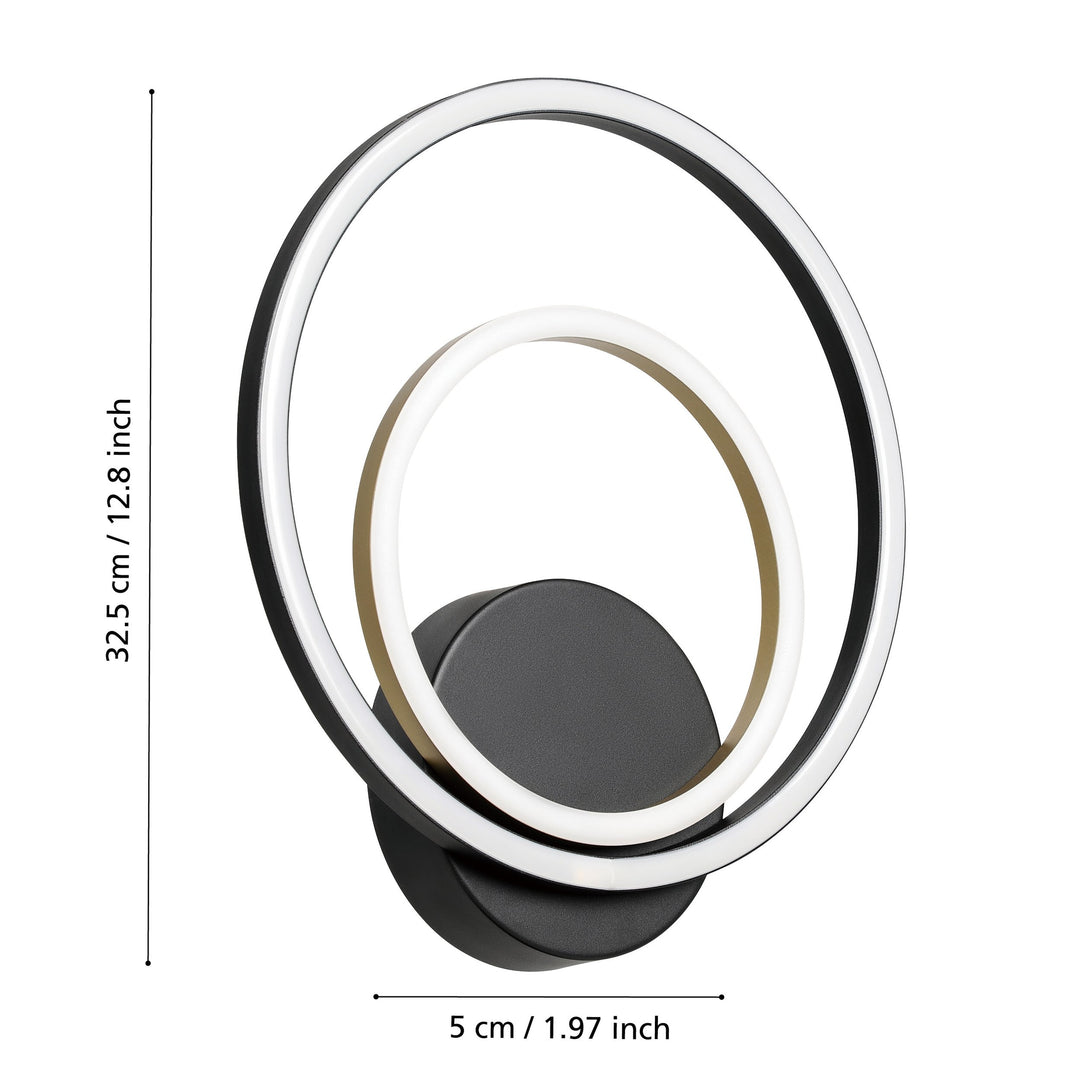 Wandleuchte Lanacera  schwarz, gold Kunststoff weiss 1X12W und 4X2,1W L:30 H:32,5 cm in
