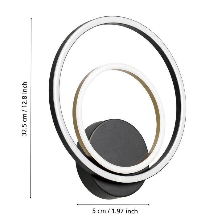 Wandleuchte Lanacera  schwarz, gold Kunststoff weiss 1X12W und 4X2,1W L:30 H:32,5 cm in