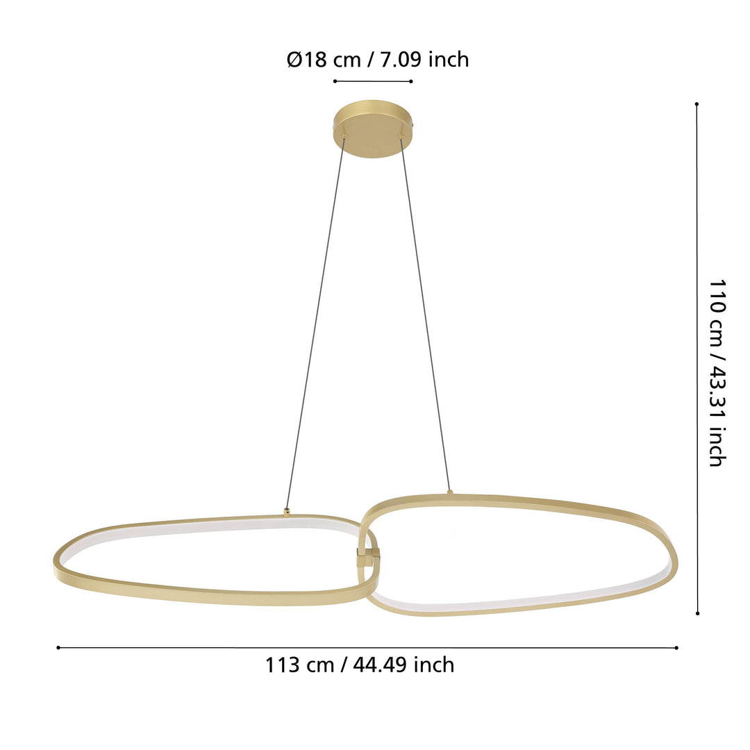 Lodosa hanging light brass plastic white 37.5W L:113 H:110 cm in