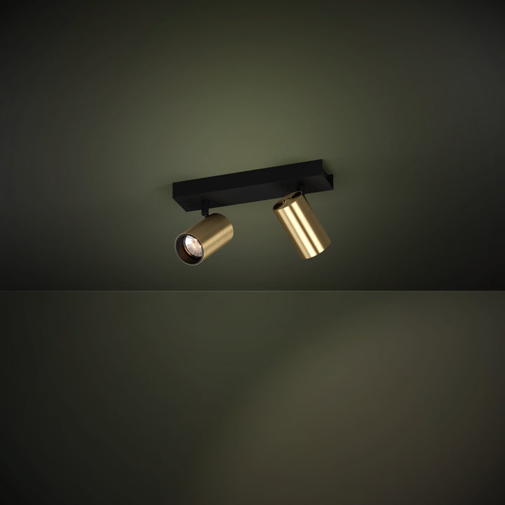 Spot Cumaribo black, brass 2X4.5W L:28 cm in