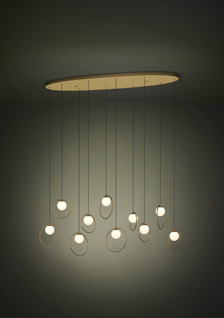 Hängeleuchte Portocolom messing, gold Glas opal-matt weiss 10X3W L:116 H:150 cm in