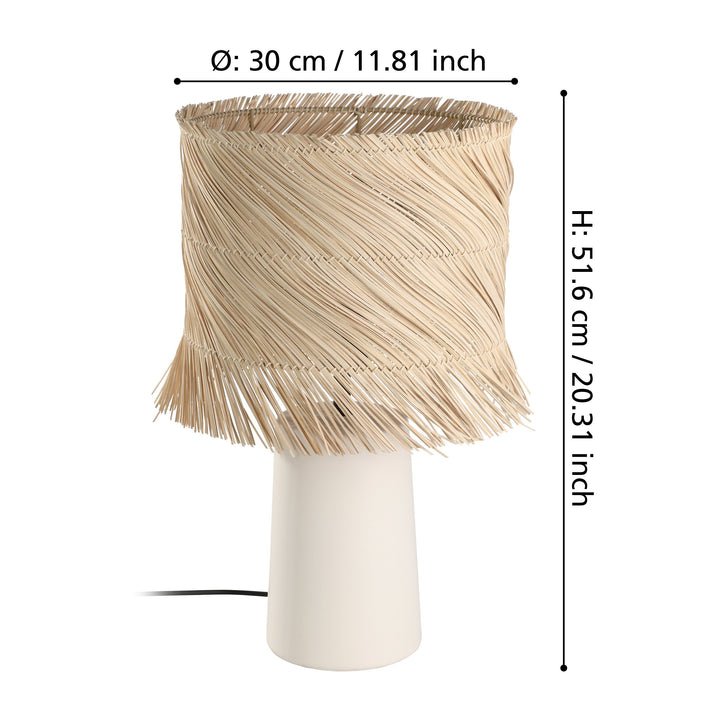 Tischleuchte Paisano mit Schalter beige Rattan natur 1X40W H:51,5 Ø 30 cm in