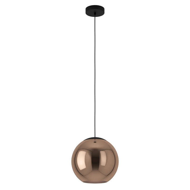 Hängeleuchte Cordoba schwarz Glas bedampft kupferfarben 1X40W H:150 Ø 30 cm in