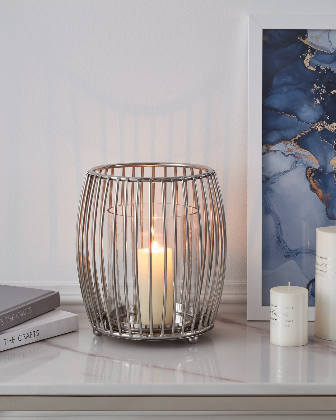 Windlicht Rumoi chrom  H:22,5 Ø 20,5 cm in