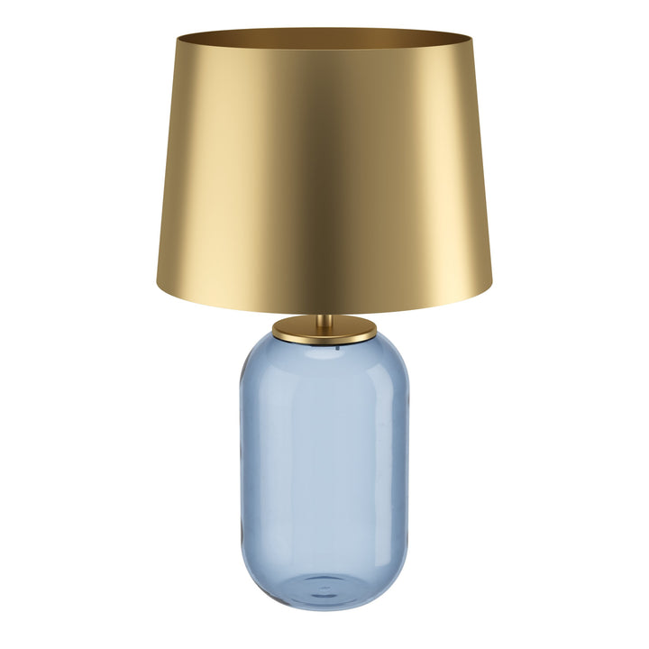 Table lamp Cuite with switch petrol steel brass-brushed 1X40W H:60,5 Ø 35 cm in