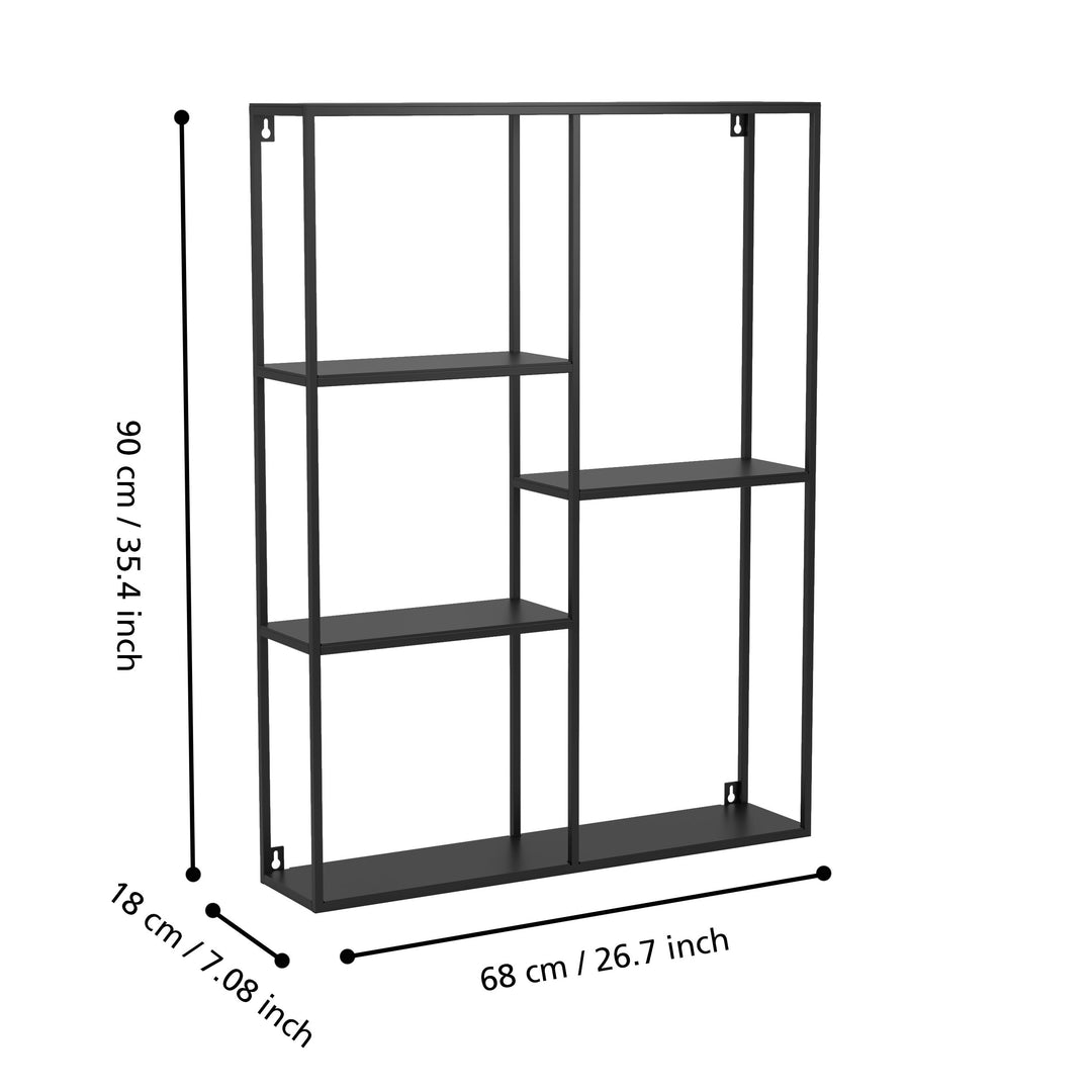 Wandregal Keningau schwarz  L:68 H:90 cm in