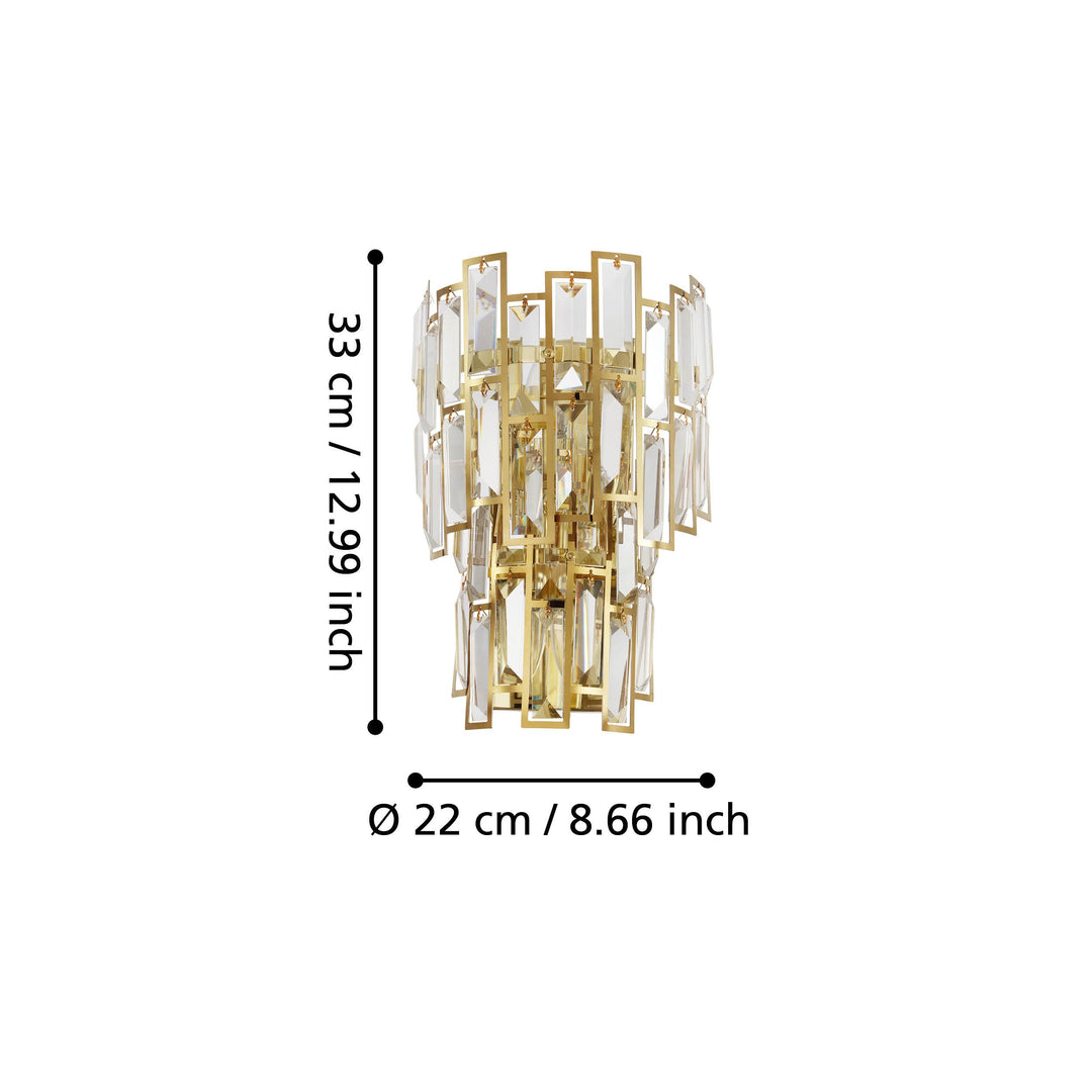 Wandleuchte Calmeilles messing Brillantglas klar 3X25W L:21,5 H:33 cm in