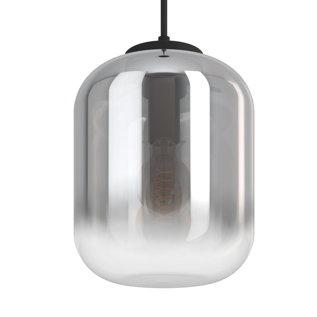 Hängeleuchte Bulciago schwarz Glas bedampft schwarz-transparent 1X40W H:150 Ø 25 cm in