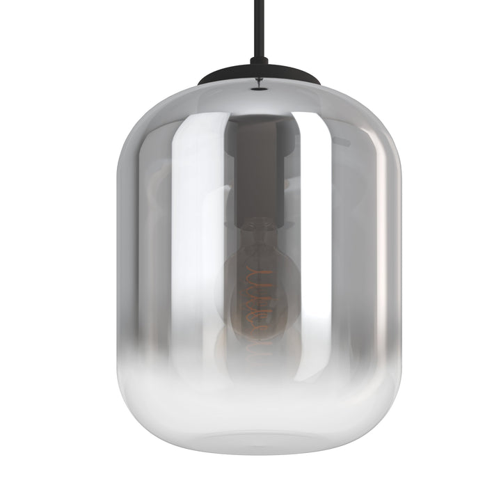 Hängeleuchte Bulciago schwarz Glas bedampft schwarz-transparent 1X40W H:150 Ø 25 cm in
