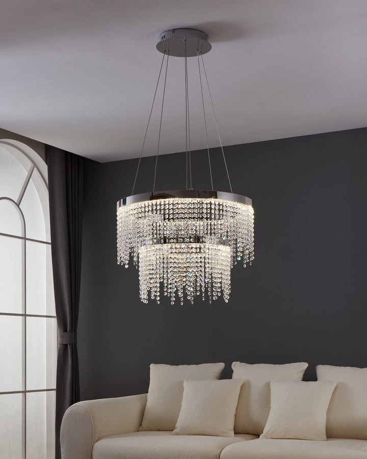 Hängeleuchte Antelao  chrom Brillantglas klar 45W H:150 Ø 61 cm in