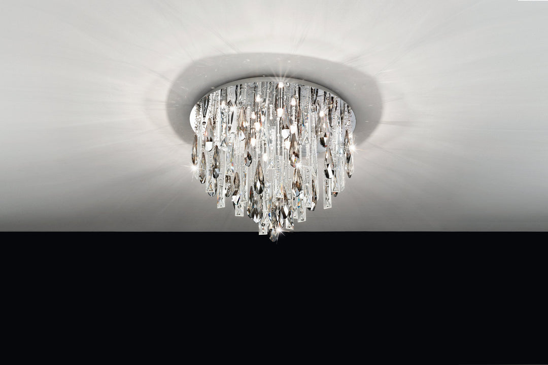 Deckenleuchte Calaonda chrom Brillantglas klar 8X33W H:48 Ø 58 cm in
