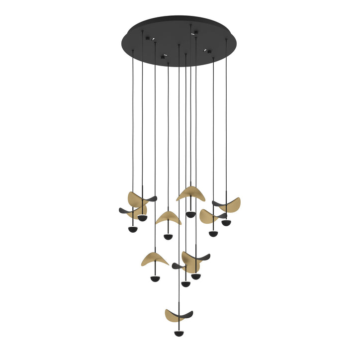 Hängeleuchte Dracera schwarz Stahl schwarz, gold 10X2,3W H:150 Ø 58 cm in